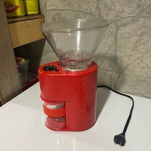 Bodum Red Electric Coffee Grinder with Clear Top
